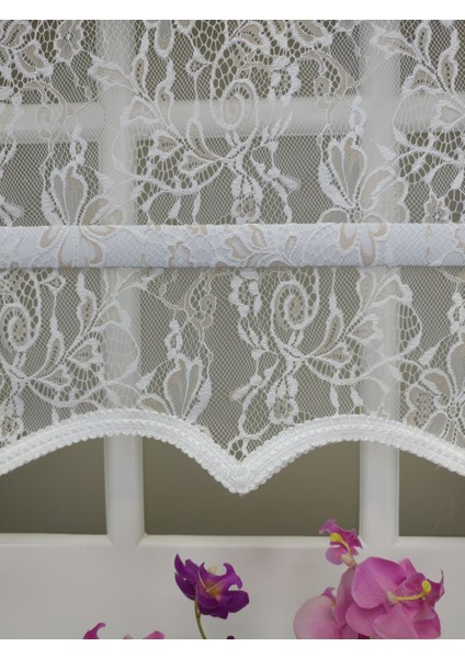 Çiftli Sistem Yeni Beyaz-Krem Yonca Dantel Series Tül + Stor fiyatları