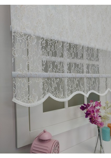 Çiftli Sistem Yeni Beyaz-Krem Yonca Dantel Series Tül + Stor fırsatları