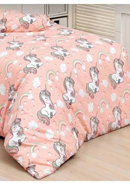 Unicorn Pamuklu Tek Kişilik Çarşafı Lastikli Nevresim Tk.