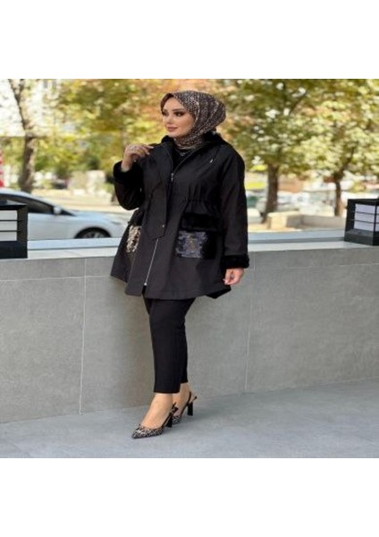 Kadın Kapüşonlu Payet Işleme Detaylı Kap Mont fiyatları