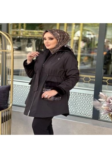 Kadın Kapüşonlu Payet Işleme Detaylı Kap Mont modelleri