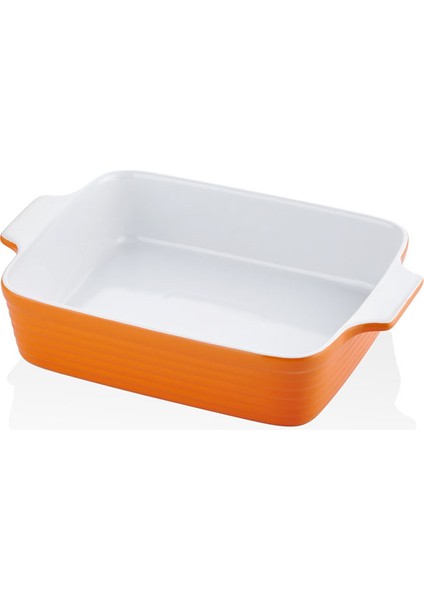 Rossallını Lıfe Brandanı Dıkdortgen Turuncu Fırın Kabı 33X23X7 cm