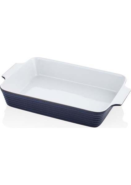 Rossallını Lıfe Brandanı Buyuk Dıkdortgen Mavı Fırın Kabı 44X26X8 cm