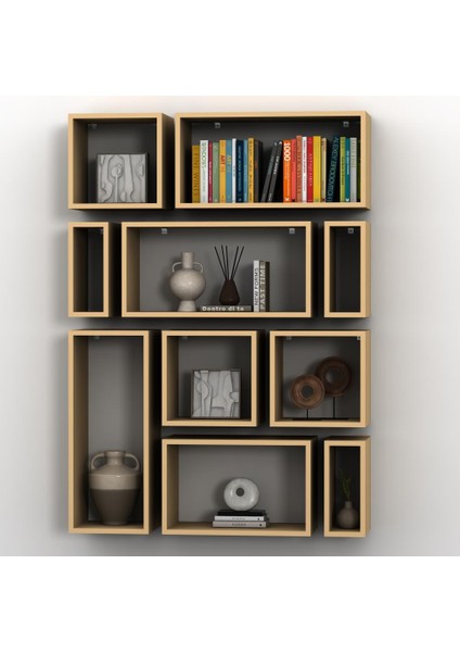 Kutu Raf - Model 7 (Derinlik 30 cm ) Krem ( Mat )