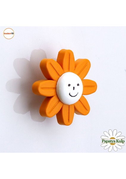 Mobilya Plastik Papatya Kulp Turuncu Çoçuk Odası Kız Erkek Dolap Kapak Kulpu Çekmece Kulbu 1 Adet
