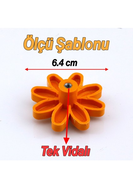 Mobilya Plastik Papatya Kulp Turuncu Çoçuk Odası Kız Erkek Dolap Kapak Kulpu Çekmece Kulbu 1 Adet