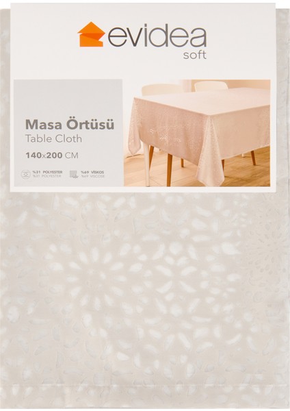 Soft Floral Devore Masa Örtüsü - Gri - 140X200 cm