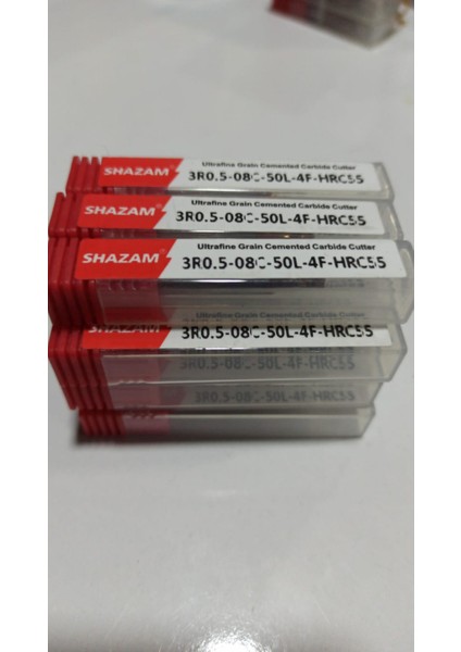 Shazam Freze Kesicisi 3R0.5-08C-50L-4F-HRC55 Katı Karbür Kaplı Freze Kesicisi D3XR0.5X4X50LX4F 1 Adet