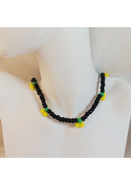 Limon Model Kum Boncuk Kolye, El Yapımı Trend Limon Kolye, Sarı Jablonex Kum Boncuk Limon Kolye