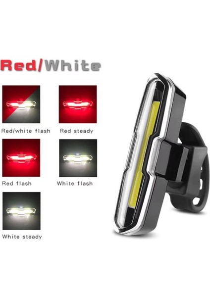 Bisiklet USB Şarjlı LED Kırmızı Beyaz Xbyc 6017
