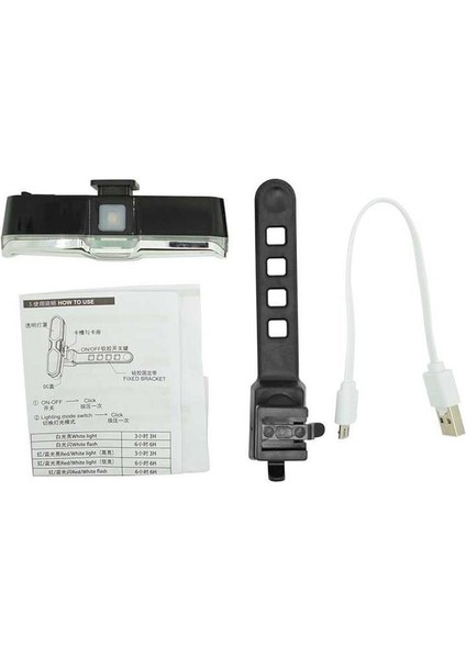 Bisiklet USB Şarjlı LED Kırmızı Beyaz Xbyc 6017