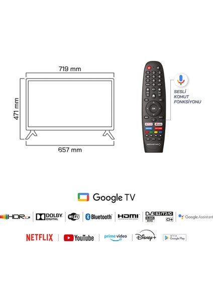 32" 82 Ekran Uydu Alıcılı HD Ready Android LED TV