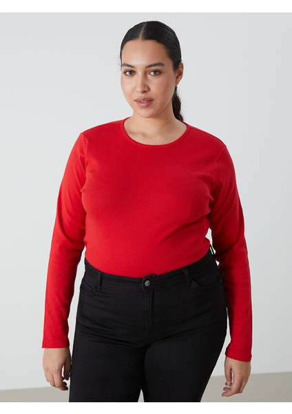 Lcwaıkıkı Basic Bisiklet Yaka Düz Uzun Kollu Kadın Body