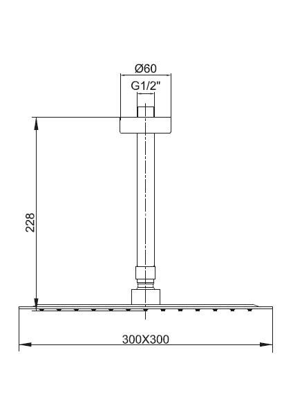 İnce Kare Tepe Duş Başlığı Tavandan Borulu (300X300 mm) 102145059 fiyatları