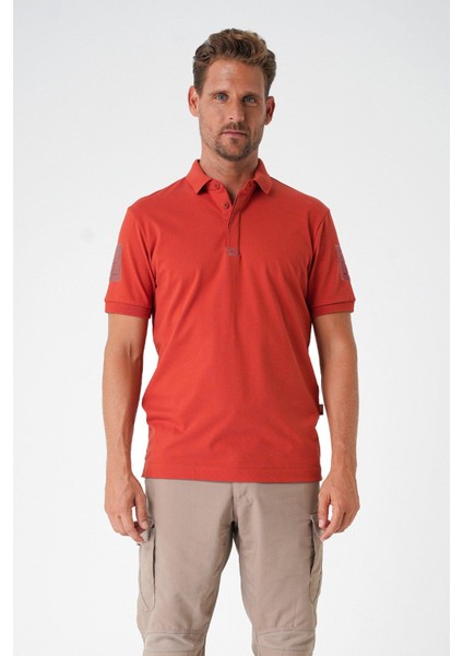 Casual Ryker Polo T-Shirt (Cırtlı) Kiremit - Xl