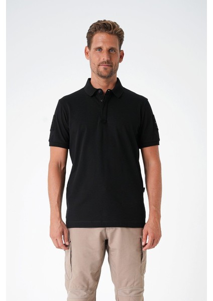 Casual Ryker Polo T-Shirt (Cırtlı) Siyah - Xl