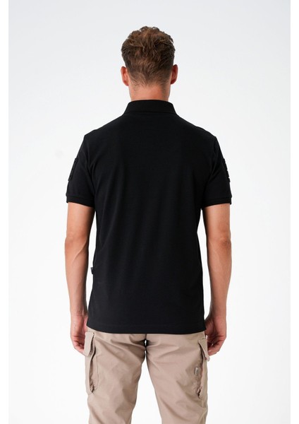 Casual Ryker Polo T-Shirt (Cırtlı) Siyah - 5xl fırsatları