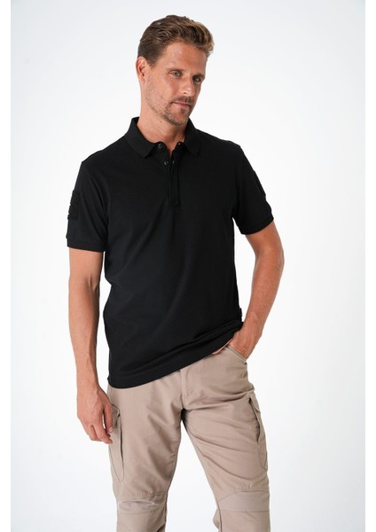 Casual Ryker Polo T-Shirt (Cırtlı) Siyah - 5xl indirimleri