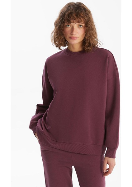 Lcw Vision Bisiklet Yaka Oversize Kadın Kalın Sweatshirt