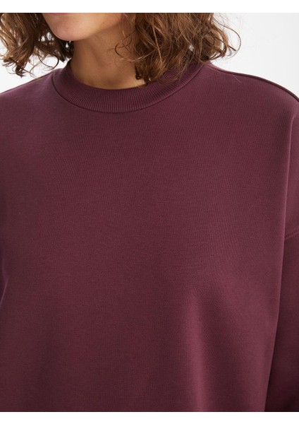 Lcw Vision Bisiklet Yaka Oversize Kadın Kalın Sweatshirt modelleri