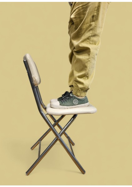 Katlanır Metal Ayaklı Krem Sandalye - Foldable Metal Legs Chair fiyatları
