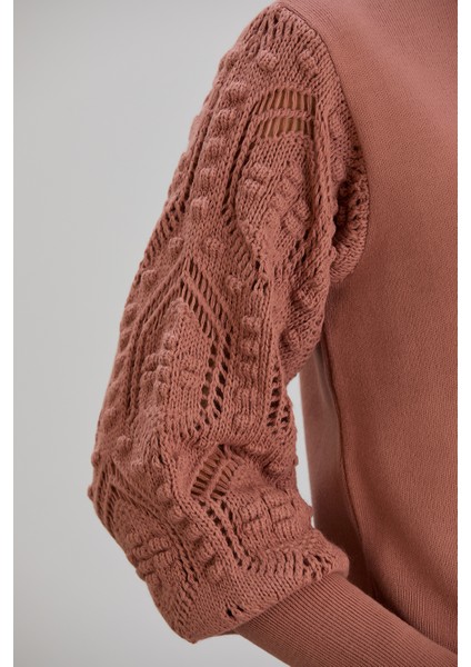 Kadın Triko Kolu Şık Örgü Detaylı Kazak modelleri