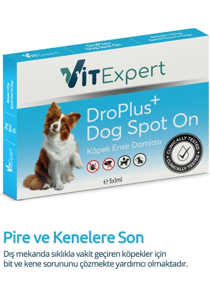 Droplus Köpek Damlası Pire Dış Parazit Bit Kene Deri Bakımı Için Bitkisel Damla 1-10 kg 5 Tüp