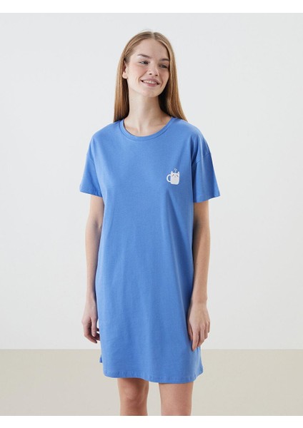 Lcw Dream Bisiklet Yaka Baskılı Kadın Pijama Üstü