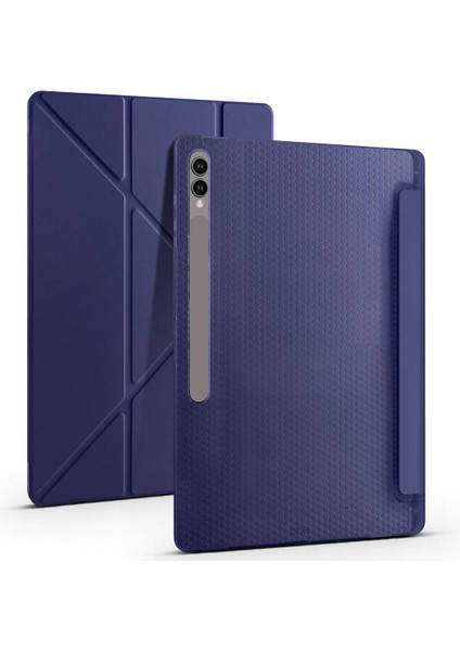 Samsung Galaxy Tab S10 Ultra Kılıf Zore Tri Folding Kalem Bölmeli Standlı Kılıf + Nano Ekran Koruyucu