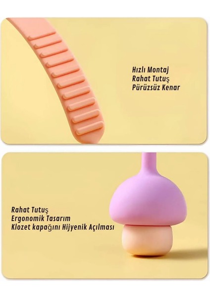 Klozet Kapağı Hijyen Aparatı, Klozet Kapak Tutacağı - 1 Adet Pembe