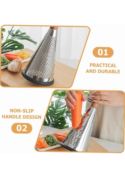 Bambu Saplı Konik Rende | 3 Fonksiyonlu Doğrama - 27 cm modelleri