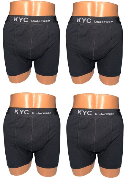 4 Adet Siyah Renk 1.kalite Pamuklu Likralı Penye Esnek Kumaş Boxer Baksır