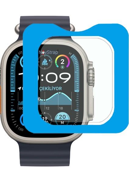 Apple Watch Ultra / Ultra 2 ile Uyumlu Ekran Koruyucu Temperli Cam Kolay Uygulama Aparatlı