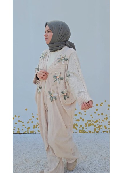 Kimono Pantolonlu Bej Takım fiyatları