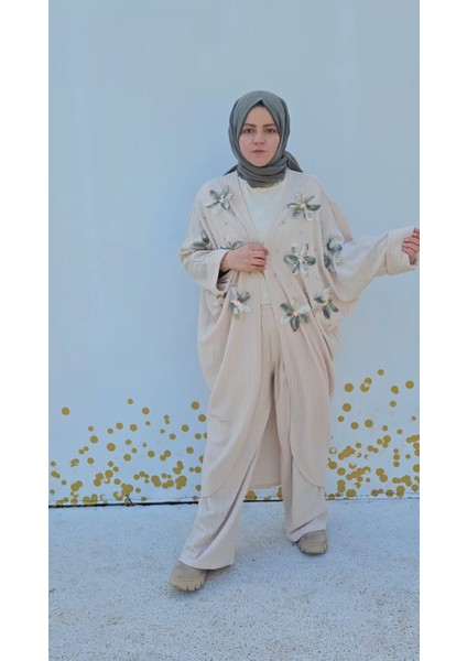 Kimono Pantolonlu Bej Takım fırsatları
