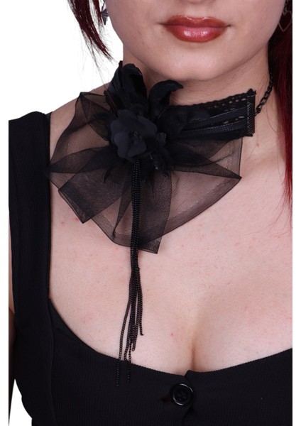Gotik Çiçek Tül Boyunluk