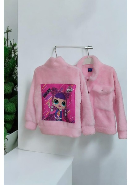 Kız Çocuk Lol Desenli Peluş Ceket Kız Çocuk Lol Temalı Peluş Hırka Peluş Ceket