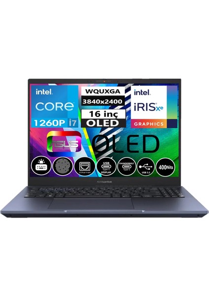 Expertbook I7 1260P 16 GB Ddr5 256 GB SSD 16" OLED Windows 11 Home B5602CBA-I71260165AR29