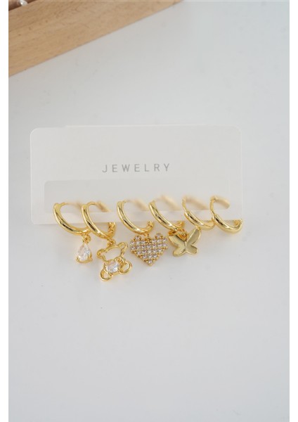 Kadın Vip Seri Antialerjik Baget Zirkon Taşlı 6'lı Küpe fiyatları