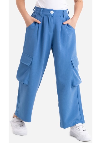 Kız Çocuk Duble Kargo Keten Pantolon G2540