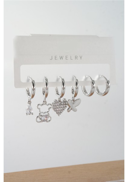 Kadın Vip Seri Antialerjik Baget Zirkon Taşlı 6'lı Küpe