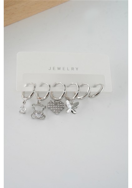 Kadın Vip Seri Antialerjik Baget Zirkon Taşlı 6'lı Küpe fiyatları