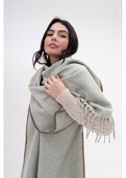 Jakarlı Kaşmir %100 Viscose Kum Rengi Şal indirimleri