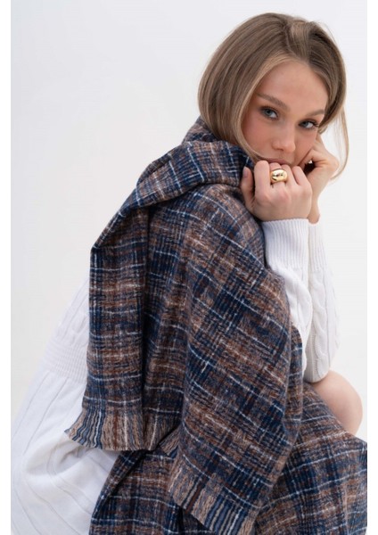 Renk Geçişli Kaşmir %100 Viscose Lacivert-Bej Şal modelleri