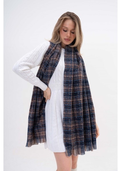 Renk Geçişli Kaşmir %100 Viscose Lacivert-Bej Şal fırsatları