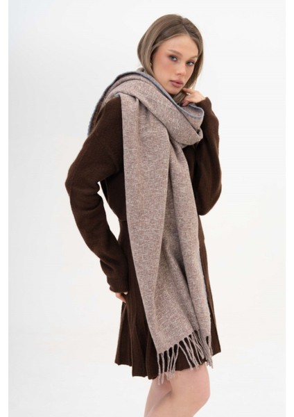 Jakarlı Kaşmir %100 Viscose Koyu Bej Şal fırsatları