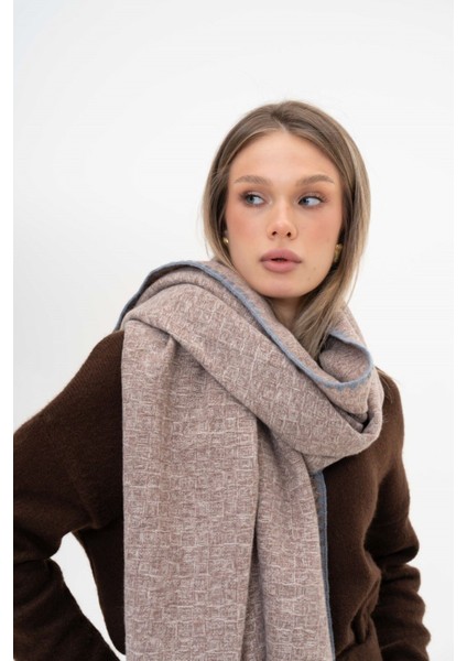 Jakarlı Kaşmir %100 Viscose Koyu Bej Şal indirimleri
