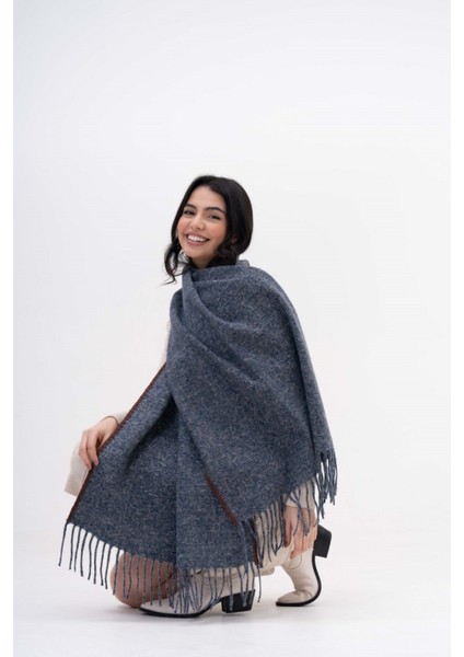 Jakarlı Kaşmir %100 Viscose Lacivert Şal fiyatları