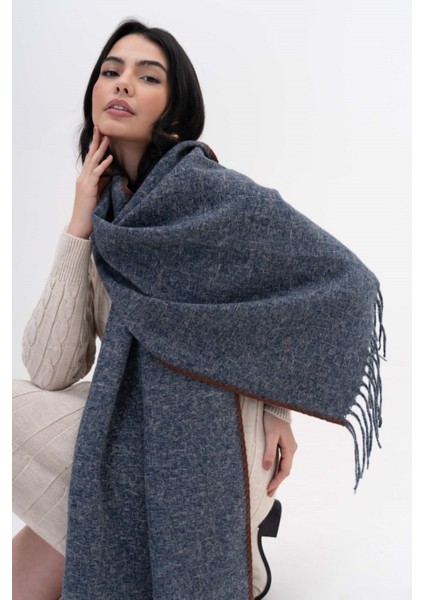 Jakarlı Kaşmir %100 Viscose Lacivert Şal modelleri