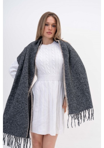Jakarlı Kaşmir %100 Viscose Anstrasit Şal